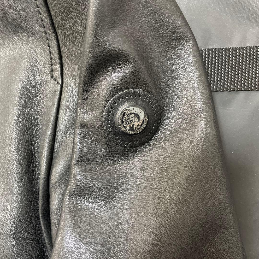 DIESEL ラムレザー　ブラックシングルライダース M バッグとハンガー付き