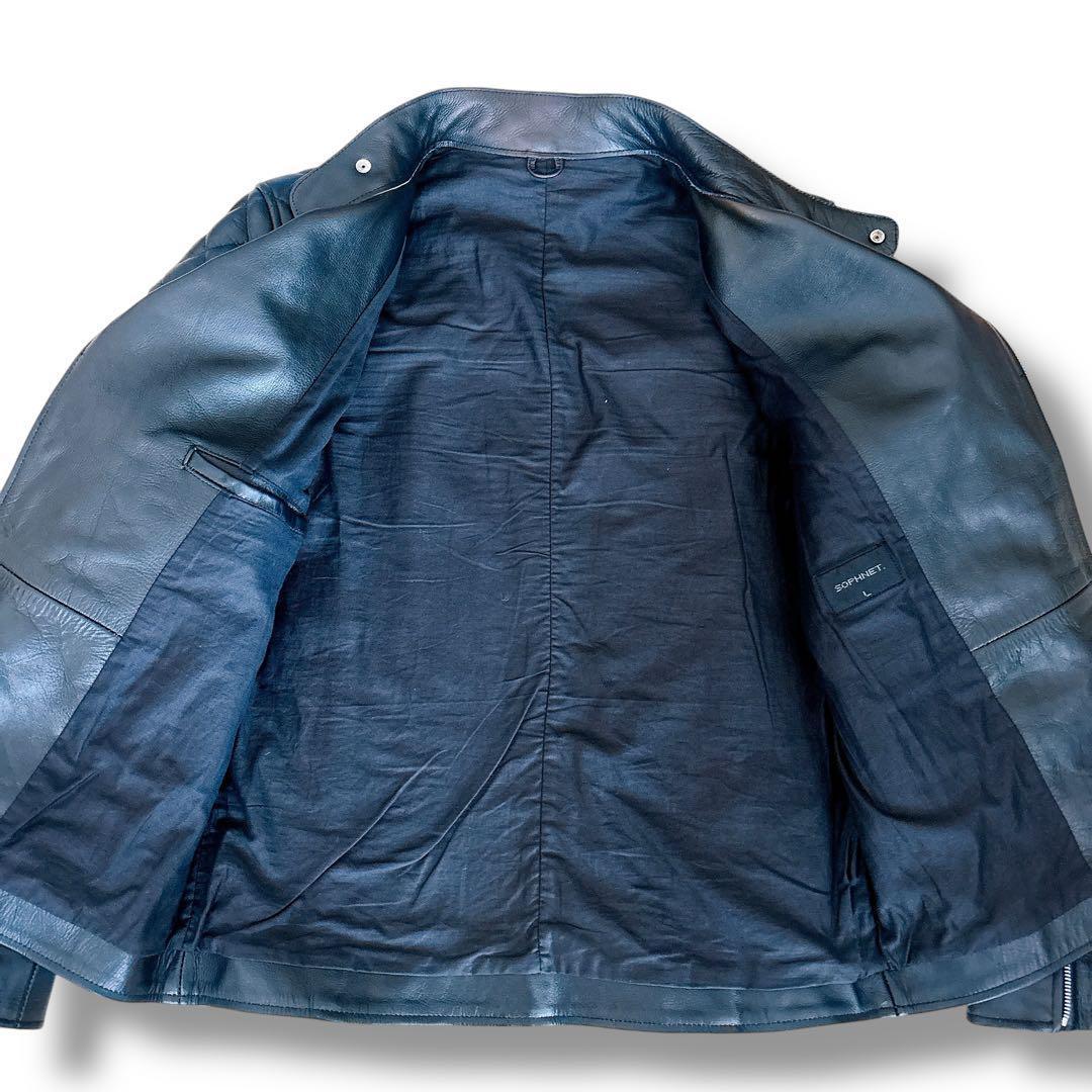 美品 SOPHNET. ライダースジャケット L 本革 ブラック セミダブル