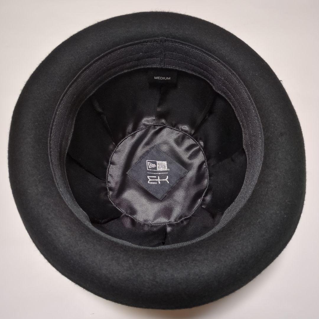NEW ERA The Bowler ウールフェルトハット 黒 ストライプ M