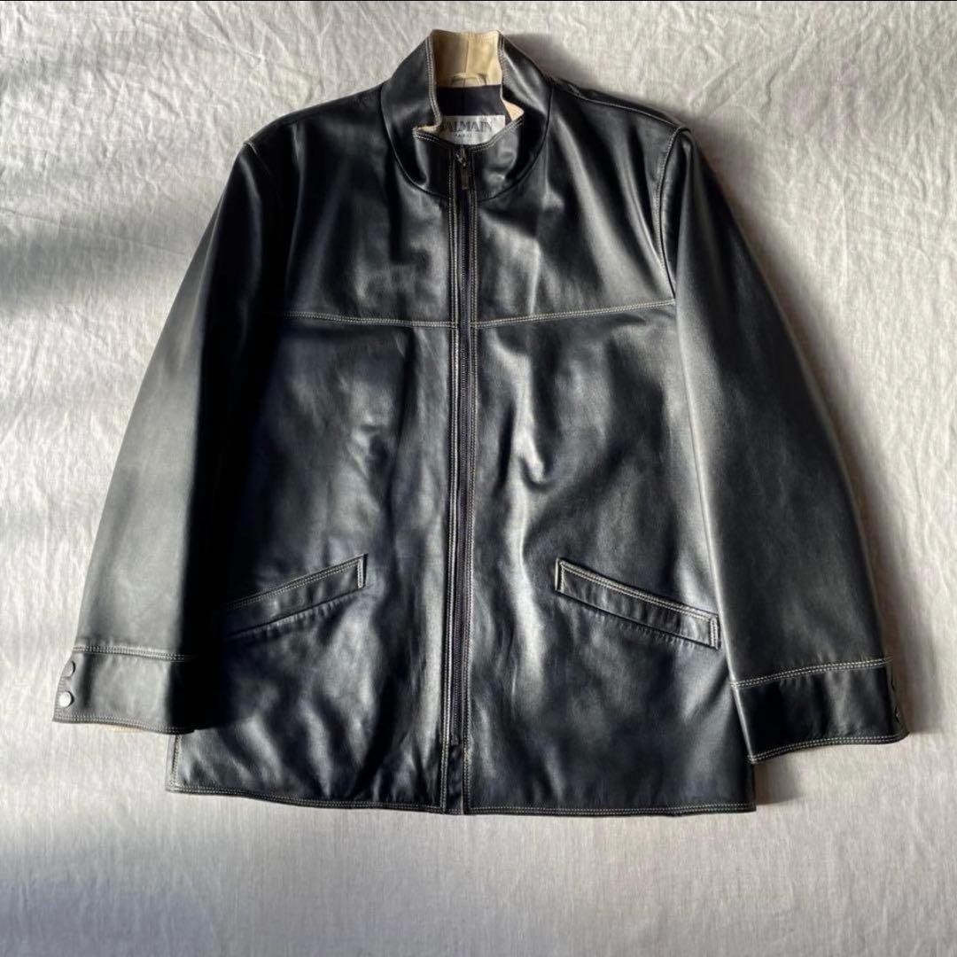 BALMAIN PARIS バルマン ジップ レザージャケット ブラック 美品