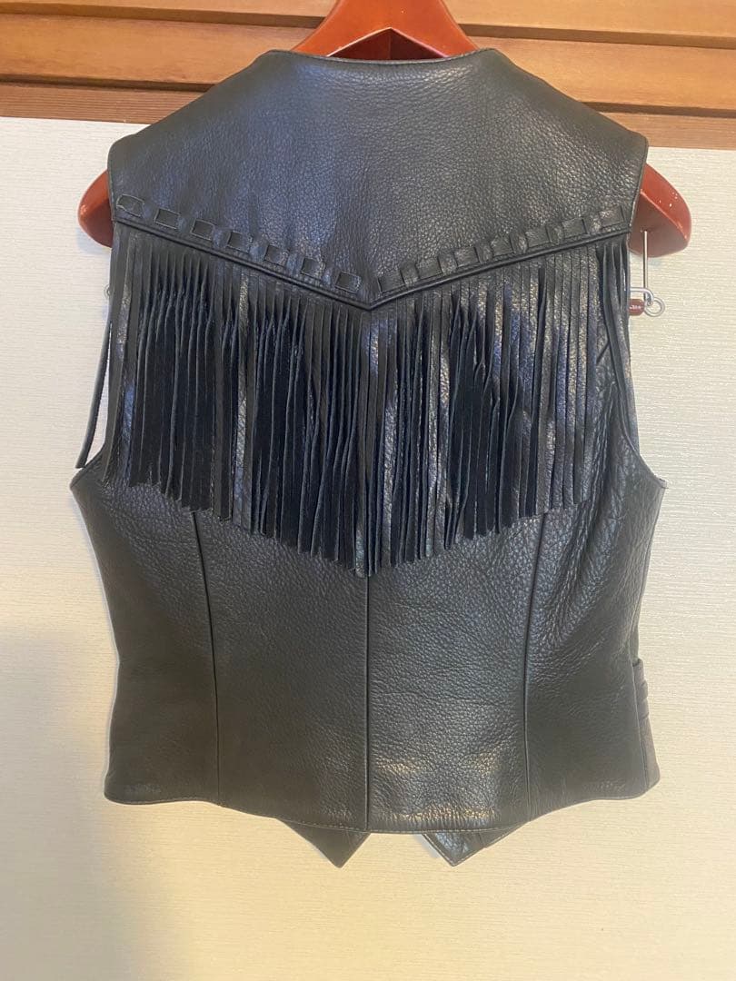 レザーベスト　レディース　牛革　フリンジ　Harley-Davidson