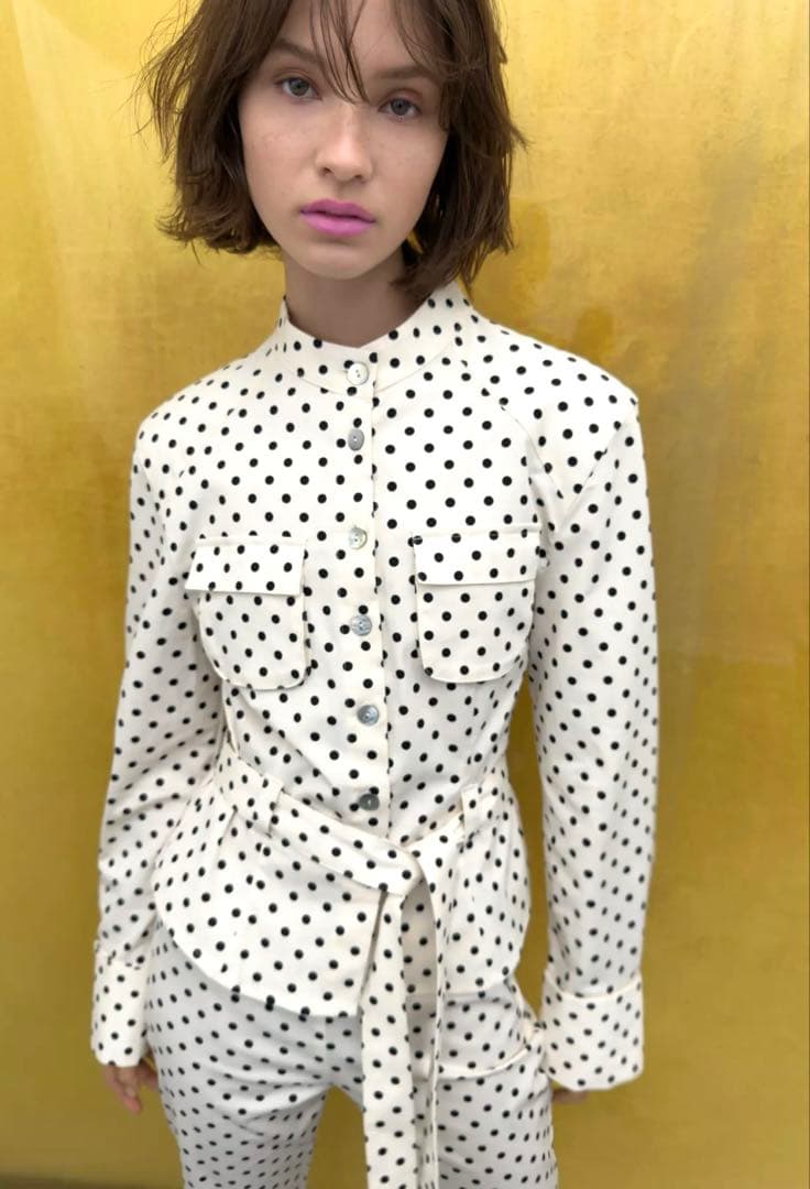 【ZARA】ザラ S ドット柄シャツジャケット 水玉 シャツ