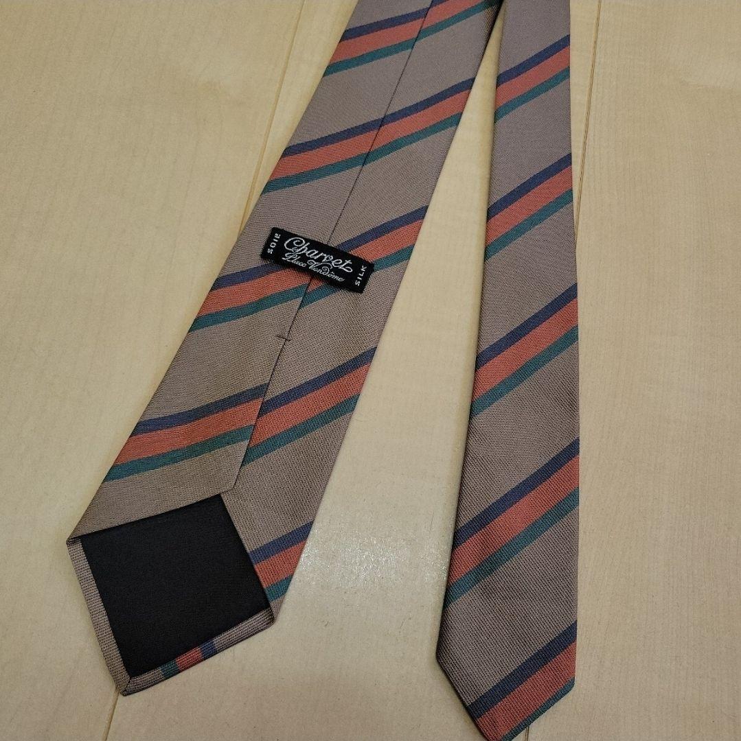 Charvet★シャルベ ブラウン レジメンタル ストライプ ネクタイ