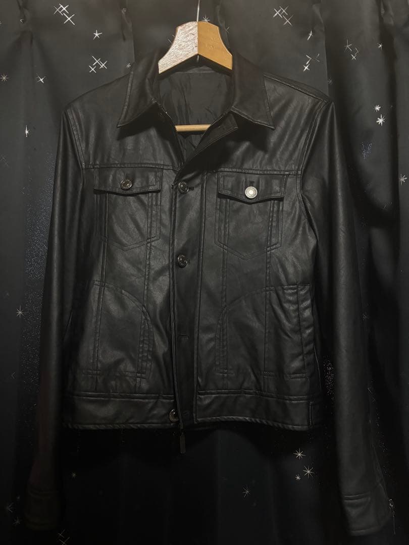 ジャケット・アウター archive leather denim jacket darkwear
