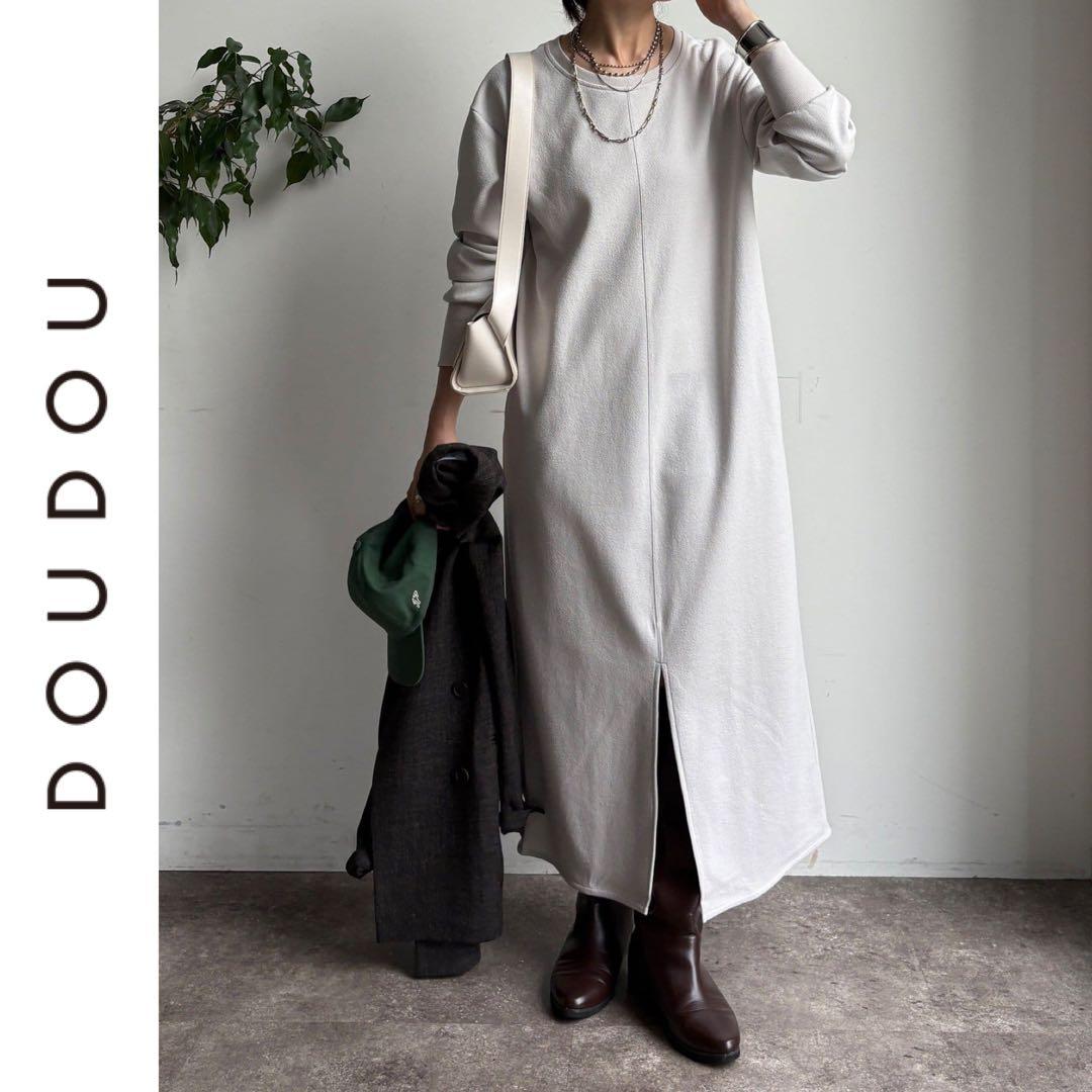 新品　DouDou ブークレーダンボールロングスリーブワンピース　ドゥドゥ　ベー