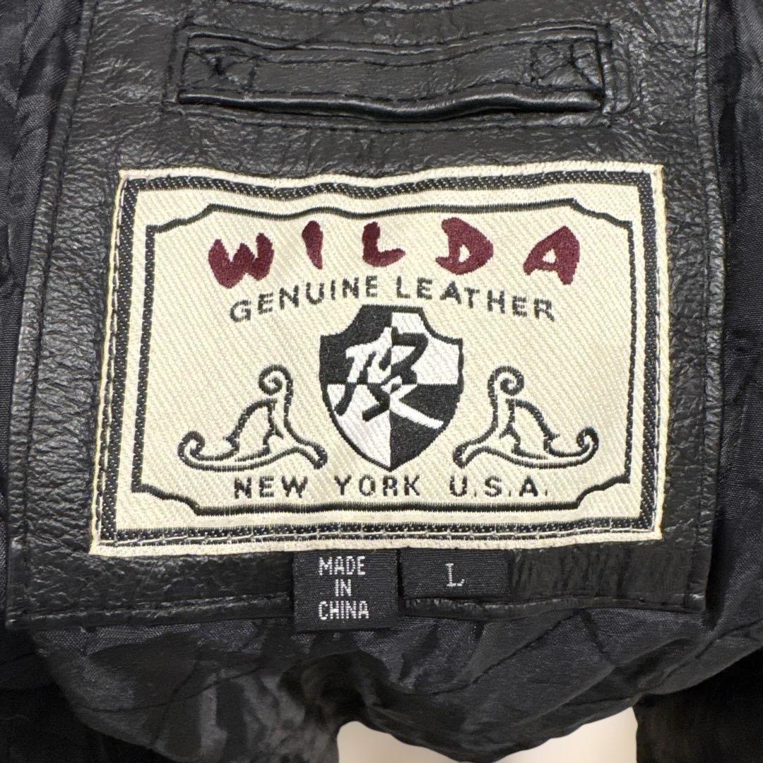 WILDA レザーライダースジャケット ストライプデザイン