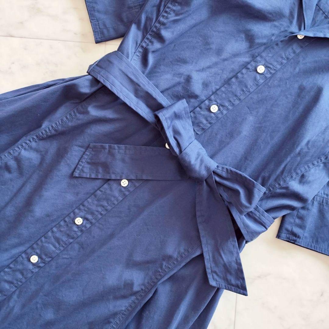 Polo by Ralph Lauren フリル ロング シャツ ワンピース 青