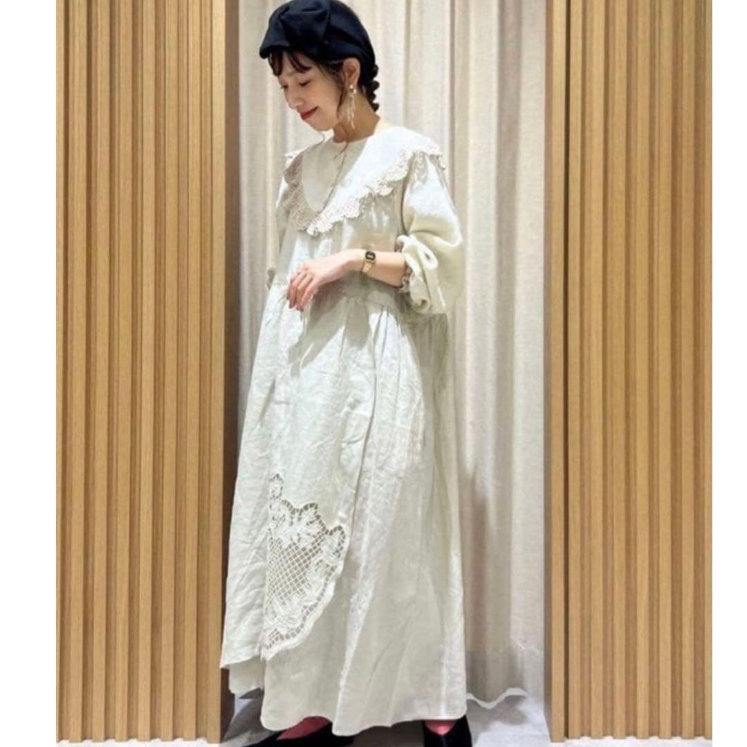TSUHARU by Samansa Mos2＊リネン裾刺繍レースワンピース
