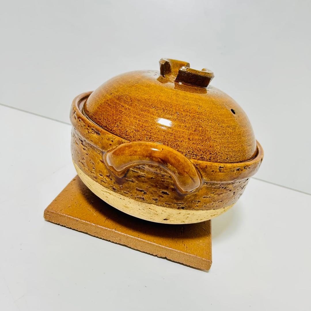 【美品】長谷園 かまどさん 3合炊き 土鍋 CT-01 炊飯 伊賀焼 飴色