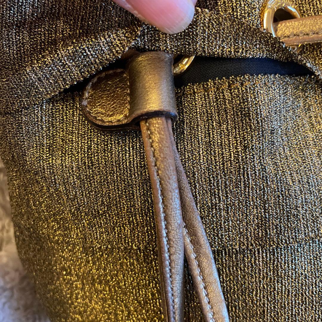 フェラガモ　巾着　バッグ　ゴールド　salvatore ferragamo