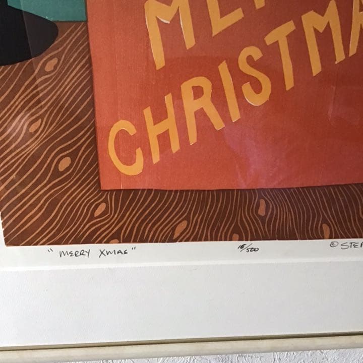 版画  大サイズ　スティーブンヒュー ネック　クリスマス　黒ラブラドール