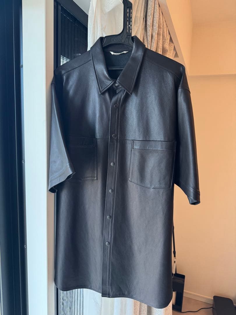 ジャケット・アウター auralee LAMB LEATHER HALF SLEEVED SHIRTS