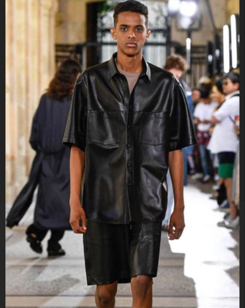 ジャケット・アウター auralee LAMB LEATHER HALF SLEEVED SHIRTS