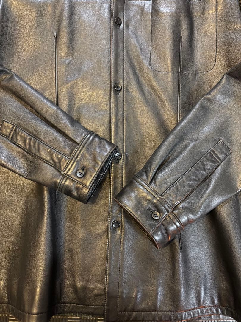 【美品】コムサデモードオム　レザーシャツ　Mサイズ