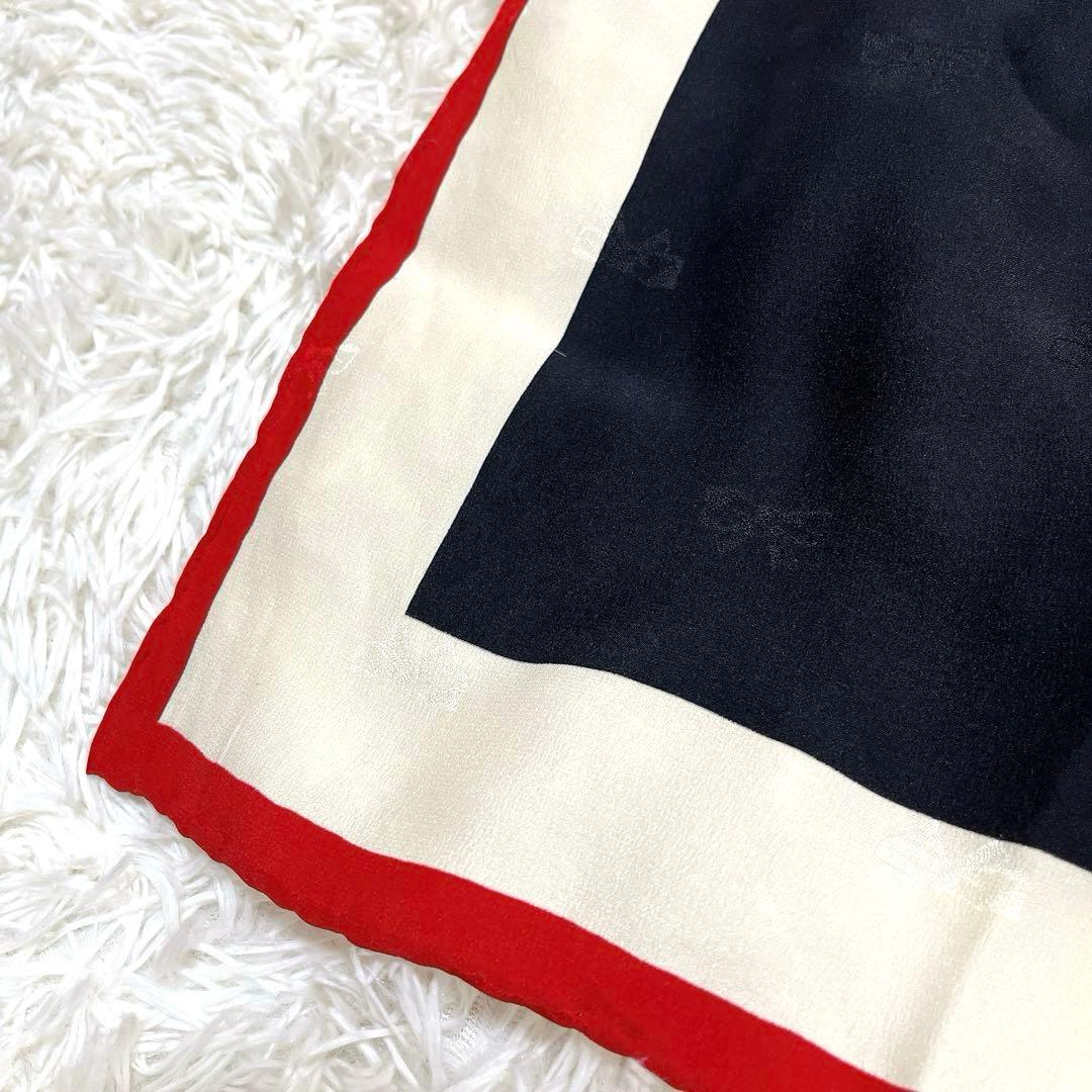 【美品✨】シャネル CHANEL リボン 大判スカーフ シルク100% ブラック