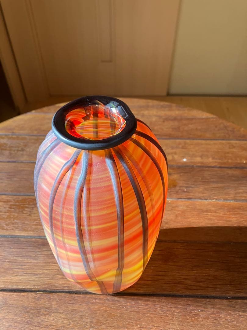 フラワーベース　ガラス　作家物　ビンテージ　花瓶　花器　オブジェ　工芸