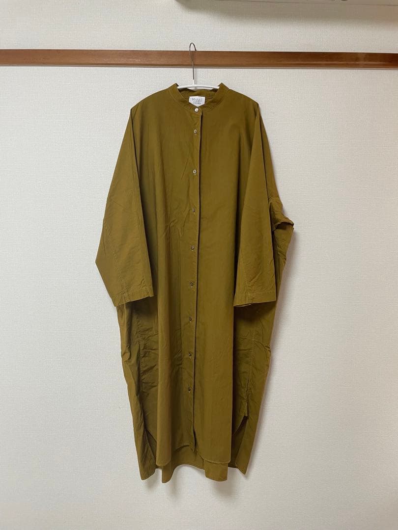 【定価18,700円】コットンキャッチワッシャー　バンドカラーワンピース