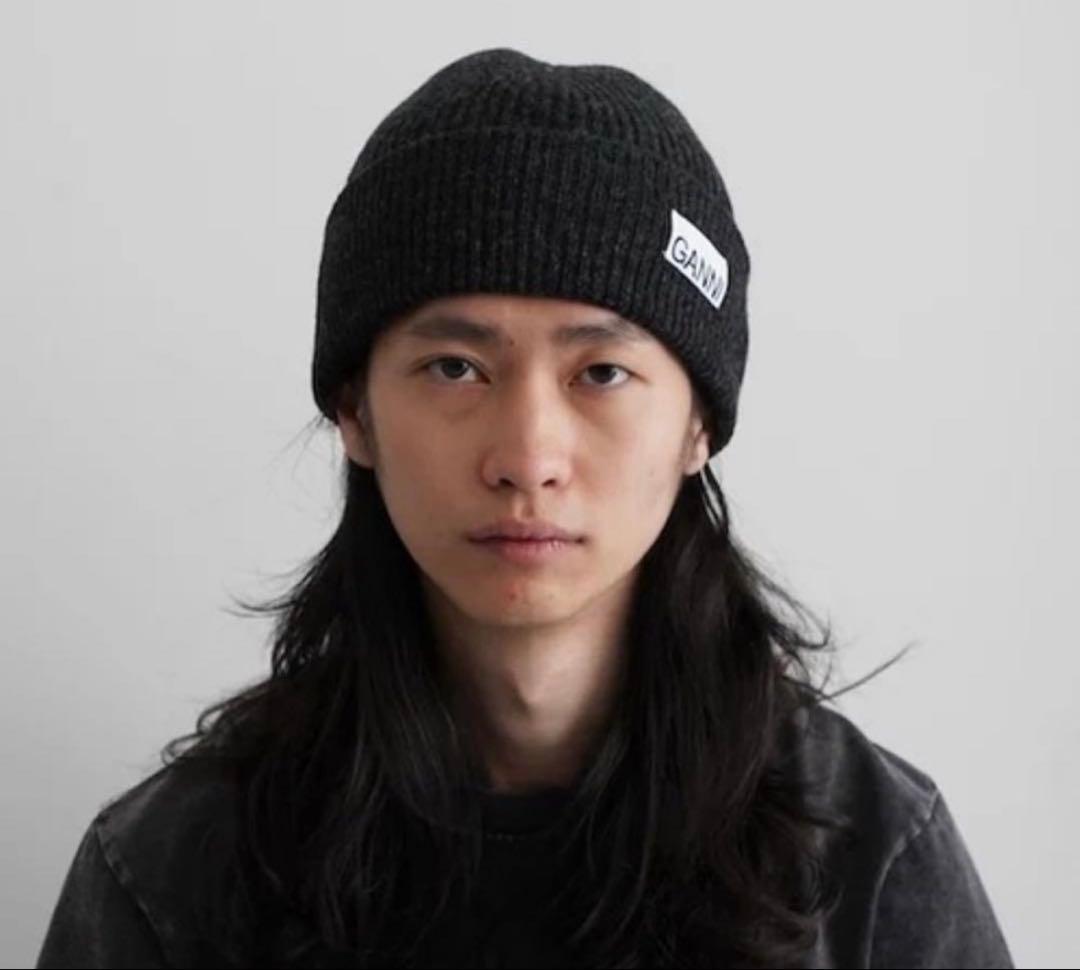 GANNI ニット帽 ダークグレー