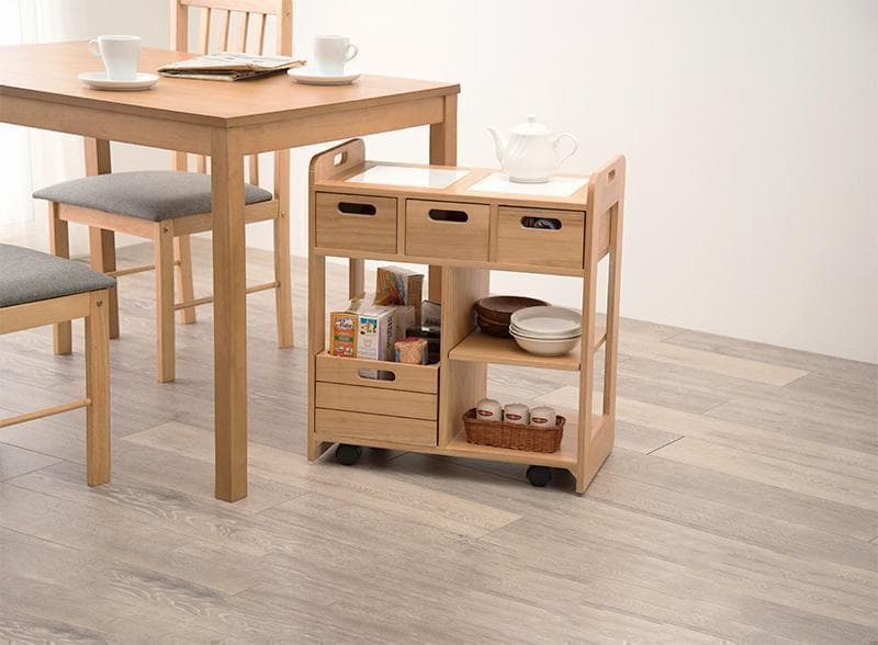 完成品！キャスター付き★キッチンワゴン★ナチュラル