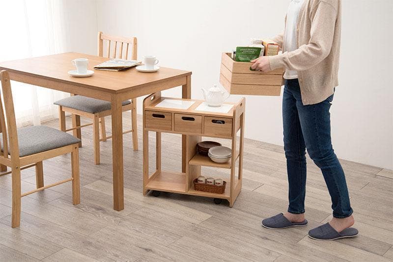 完成品！キャスター付き★キッチンワゴン★ナチュラル