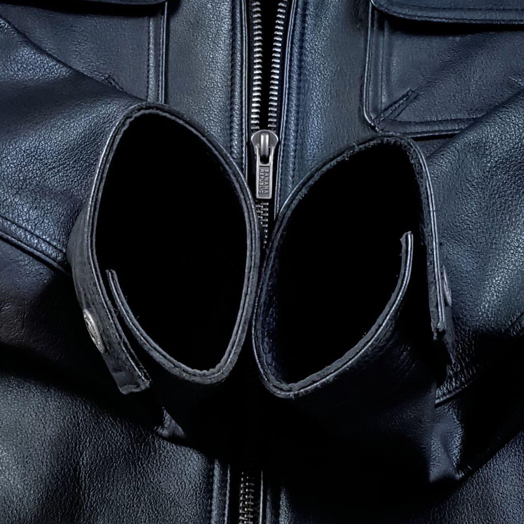 【本革】BANANA REPUBLIC　レザーパーカー　ジャケット　ブラック