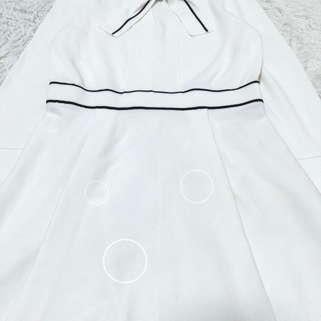 上品✨セルフォード　ボウタイワンピース　Aライン　リボン　ロング丈　白黒
