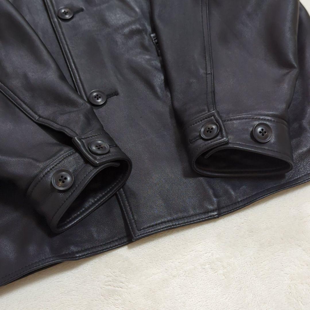 未使用級 エディフィス L ラムレザー カーコート ブラック