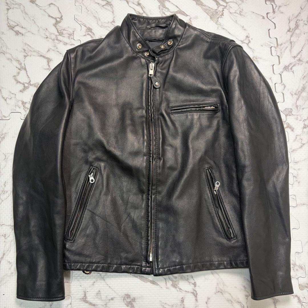t*P様 奇跡の42size✨schott シングルライダース 141 黒 牛革