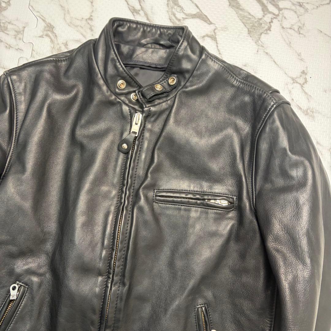 t*P様 奇跡の42size✨schott シングルライダース 141 黒 牛革