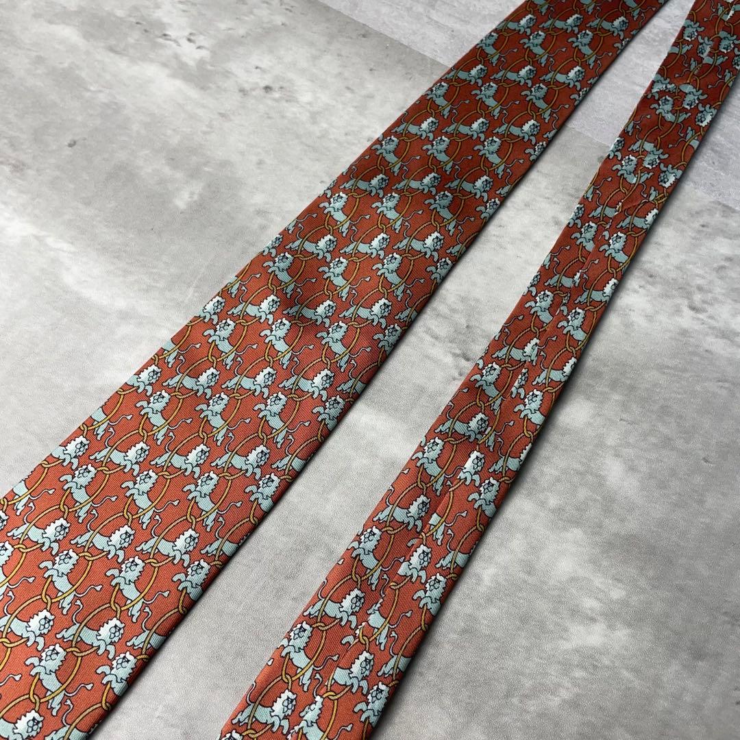 美品 HERMES エルメス アニマル柄 ライオン サーカス ネクスト オレンジ