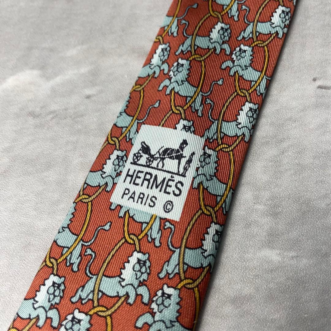 美品 HERMES エルメス アニマル柄 ライオン サーカス ネクスト オレンジ