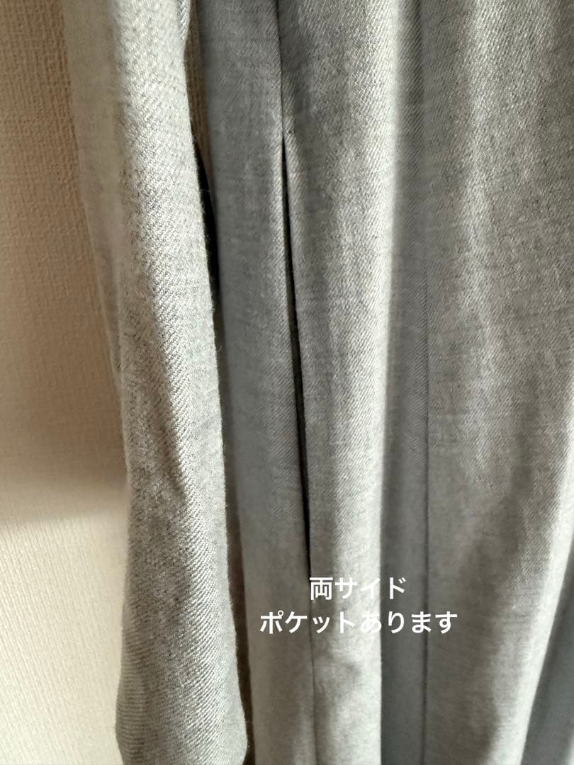 エブール2way ウールサキソニー テントシルエットワンピース　ベルト付　グレー