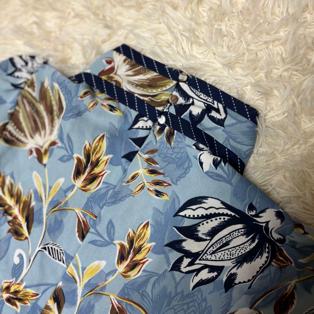 BCBG MAXAZRIA ロングワンピース　花柄　総柄　フラワー　ボウタイ