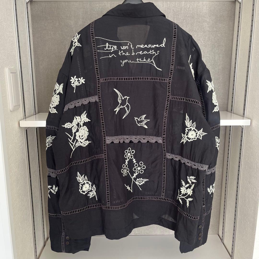 TODAYFUL エンブロイダリーパッチワークシャツ　ブラック　刺繍長袖ブラウス