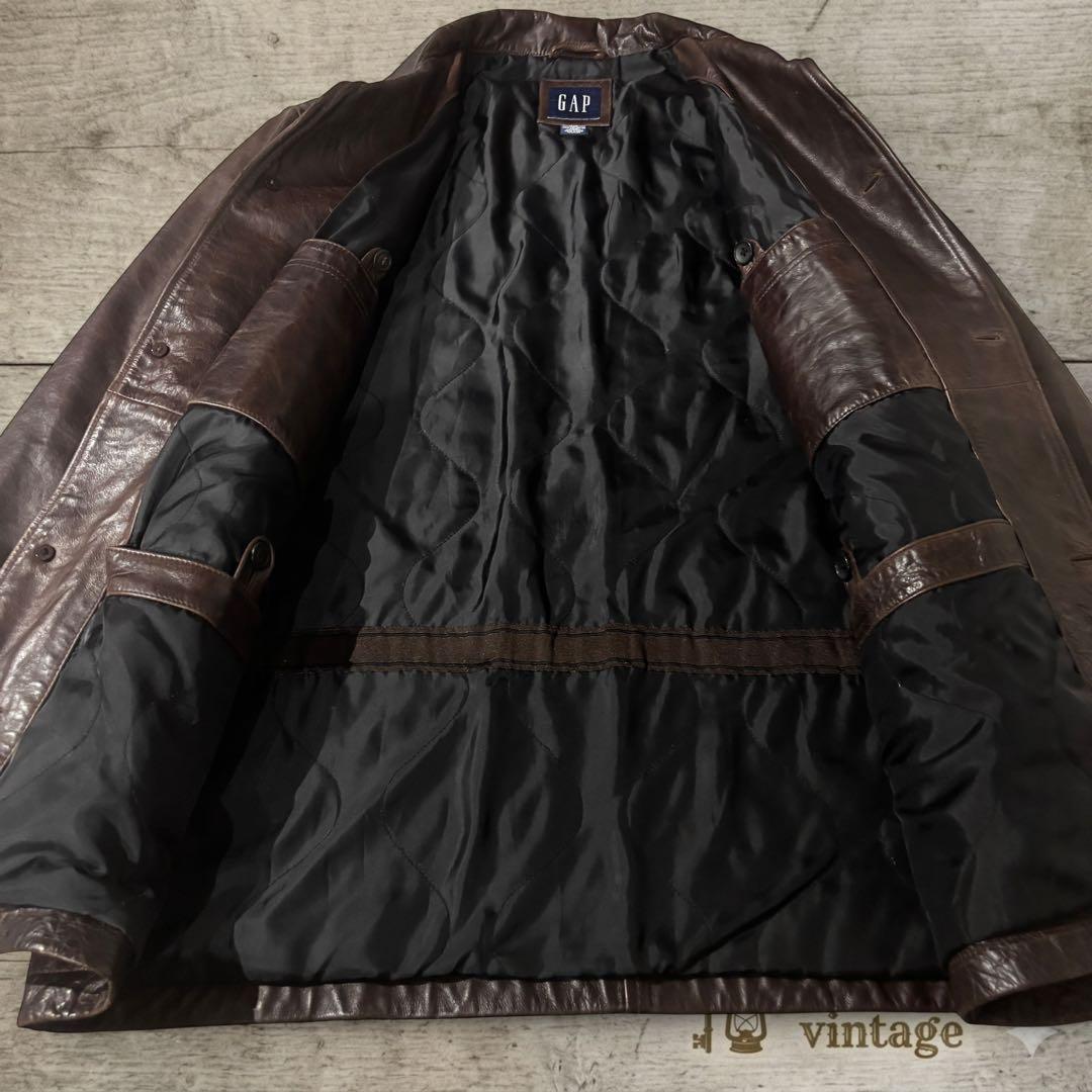 OLD GAP レザーカーコート 茶 本革L オールドギャップ#800