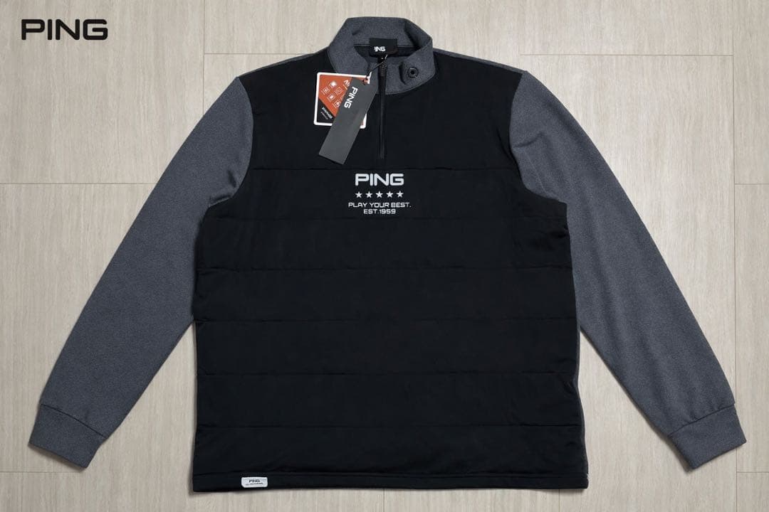 【新品・タグ付き】PING ハーフジップゴルフウェア　ブラック×グレー　Lサイズ