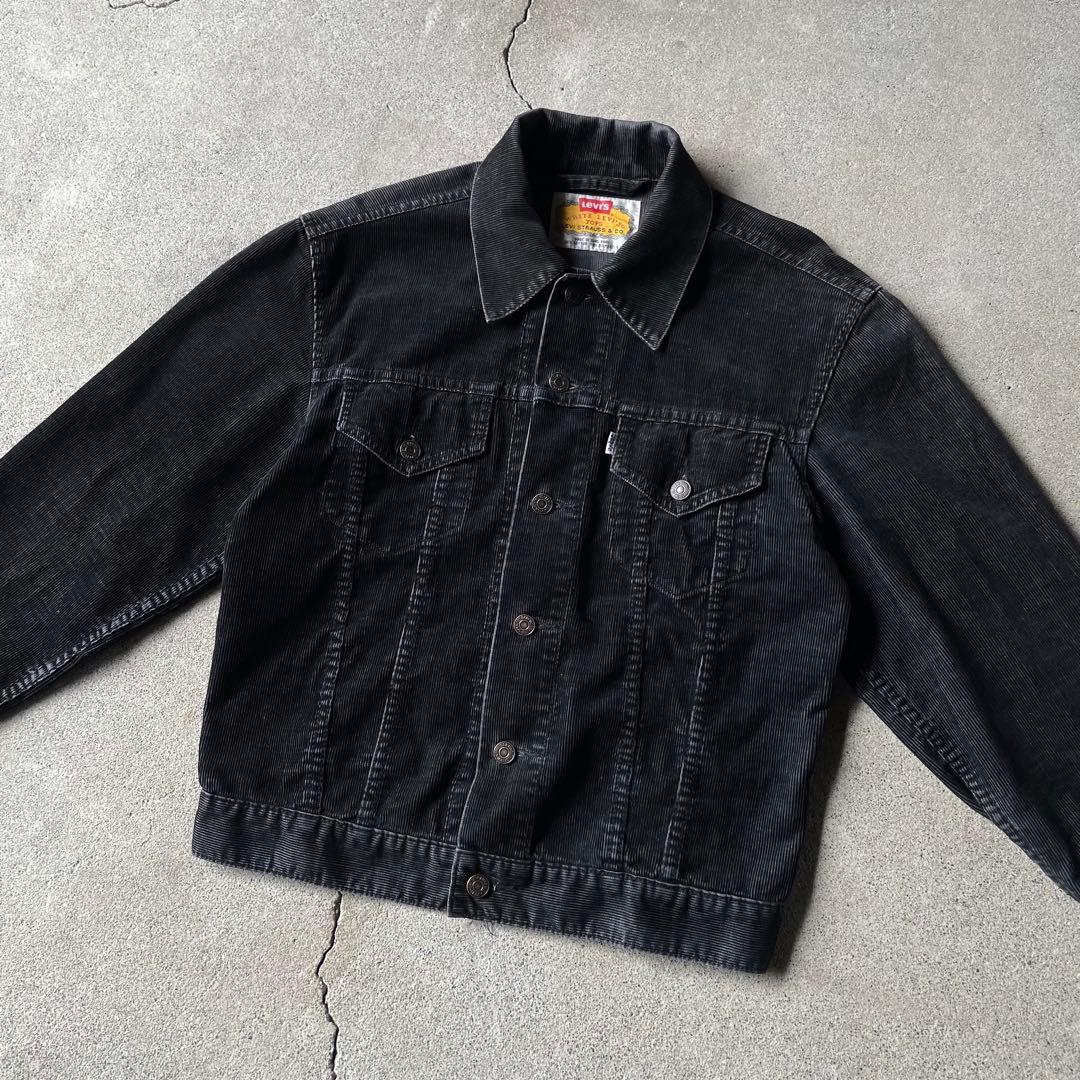 90s Levi's コーデュロイ トラッカージャケット ブラック 細畝 コーズ
