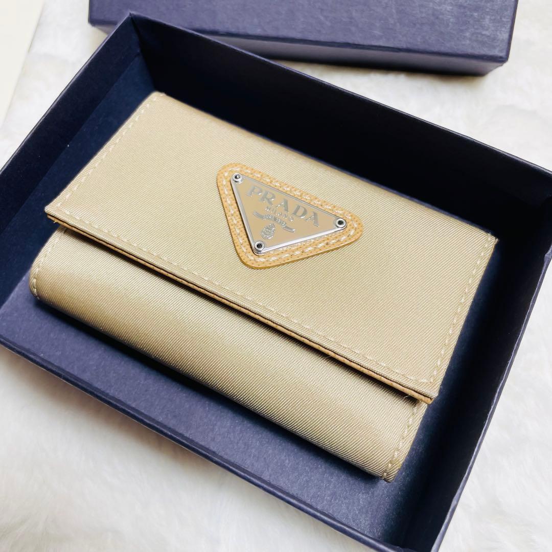 新品未使用PRADA キーケース ナイロン キャメル6連キーケース品質証明書付