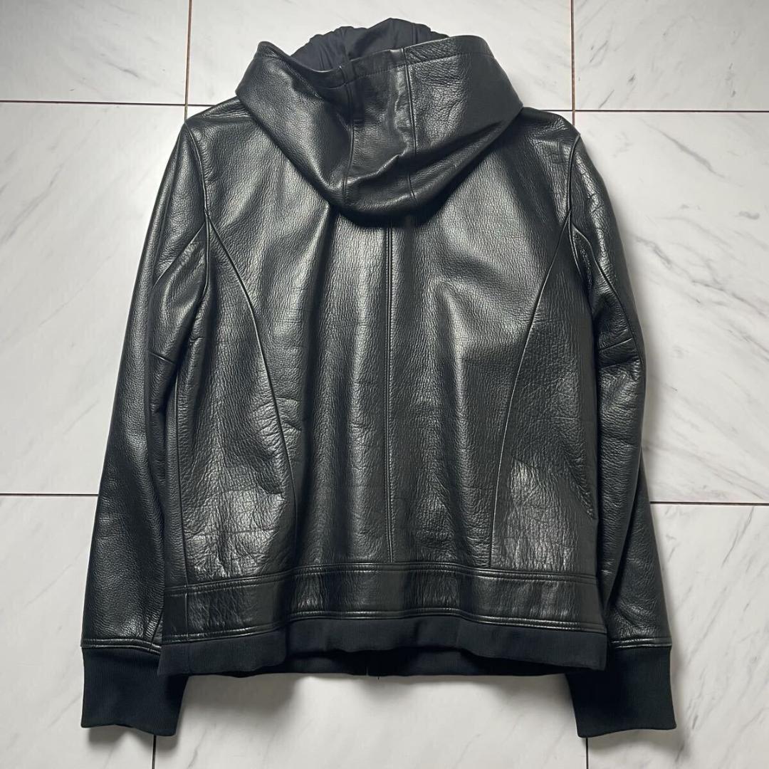 Y'2 Leather ステアハイド レザーパーカー 脱着フード ブラック 42