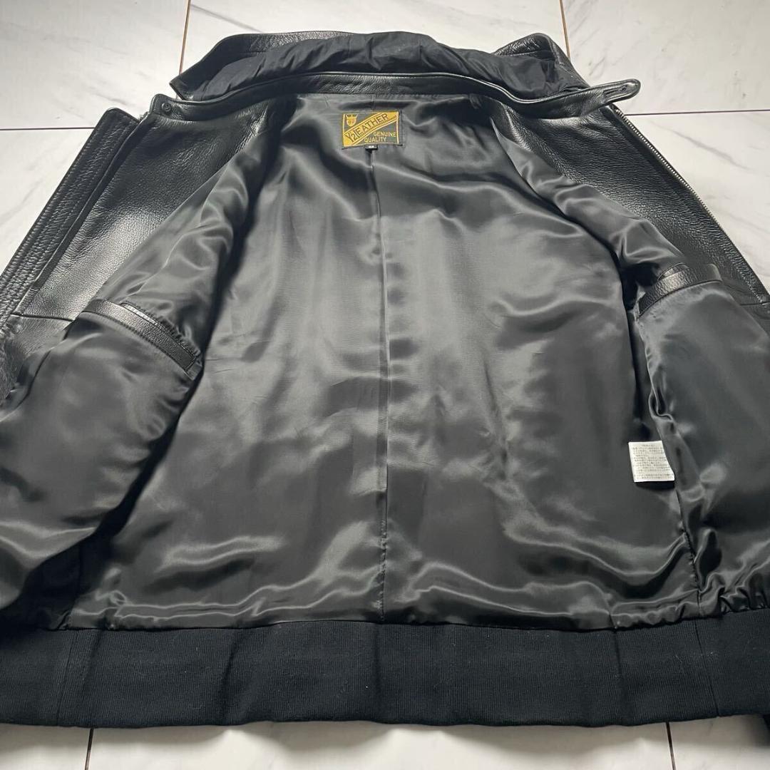 Y'2 Leather ステアハイド レザーパーカー 脱着フード ブラック 42