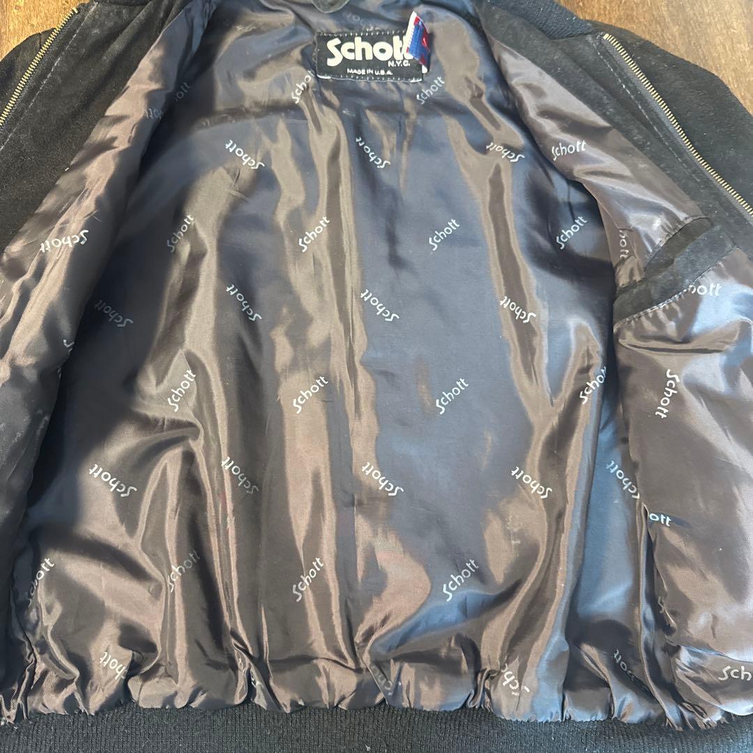 Schott スエード ジャケット 黒　MADE IN USA
