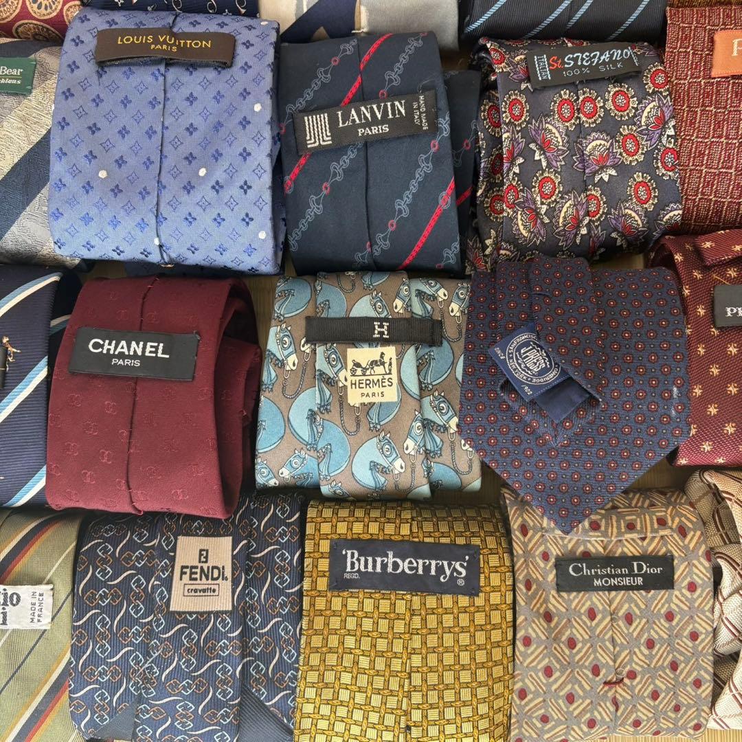 ハイブランドネクタイ 50本セット 全てシルク ヴィトン エルメス まとめ売り