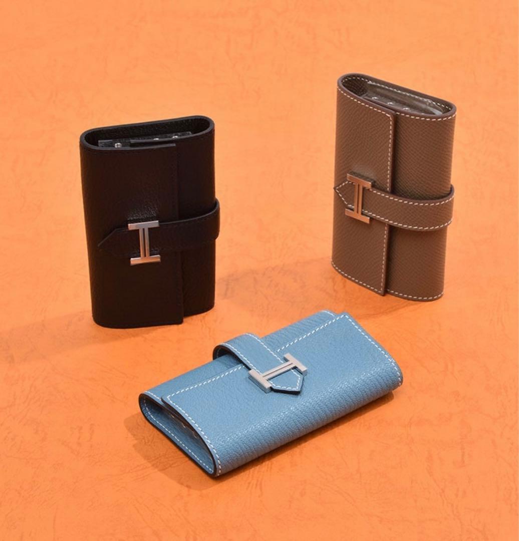 ジ*ー様 【美品】HERMÈS エルメス　エトゥープ　ブラウン レザー キーケー