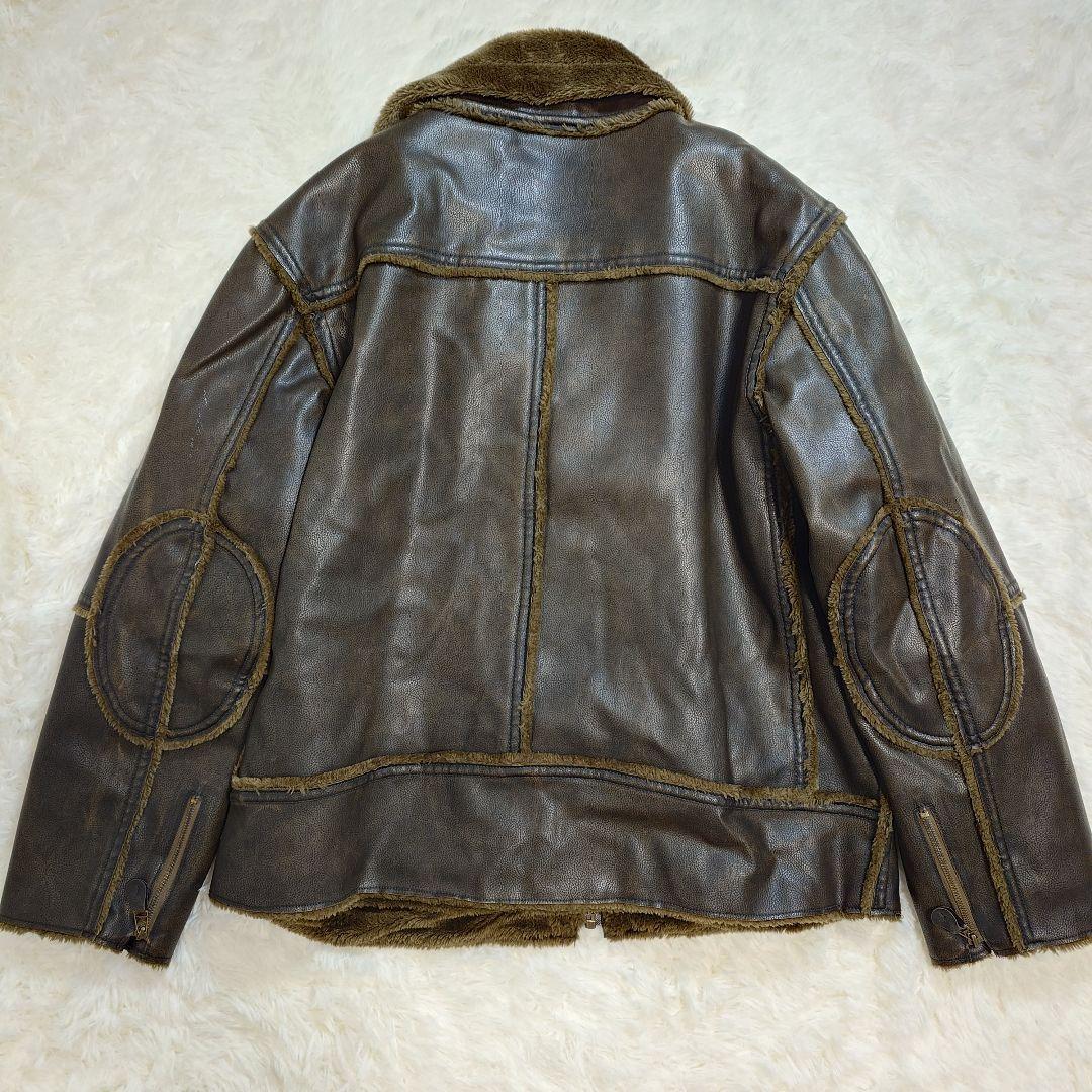 ガラム B-3 フライトジャケット フェイクレザー ヴィンテージ加工 ブラウン