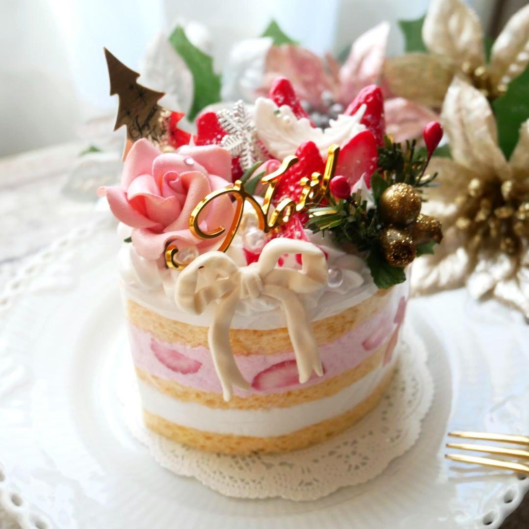 【ひまわり様】◆フェイクスイーツ◆ローズ＆リボン♡賑やか♬苺のX'masケーキ◆