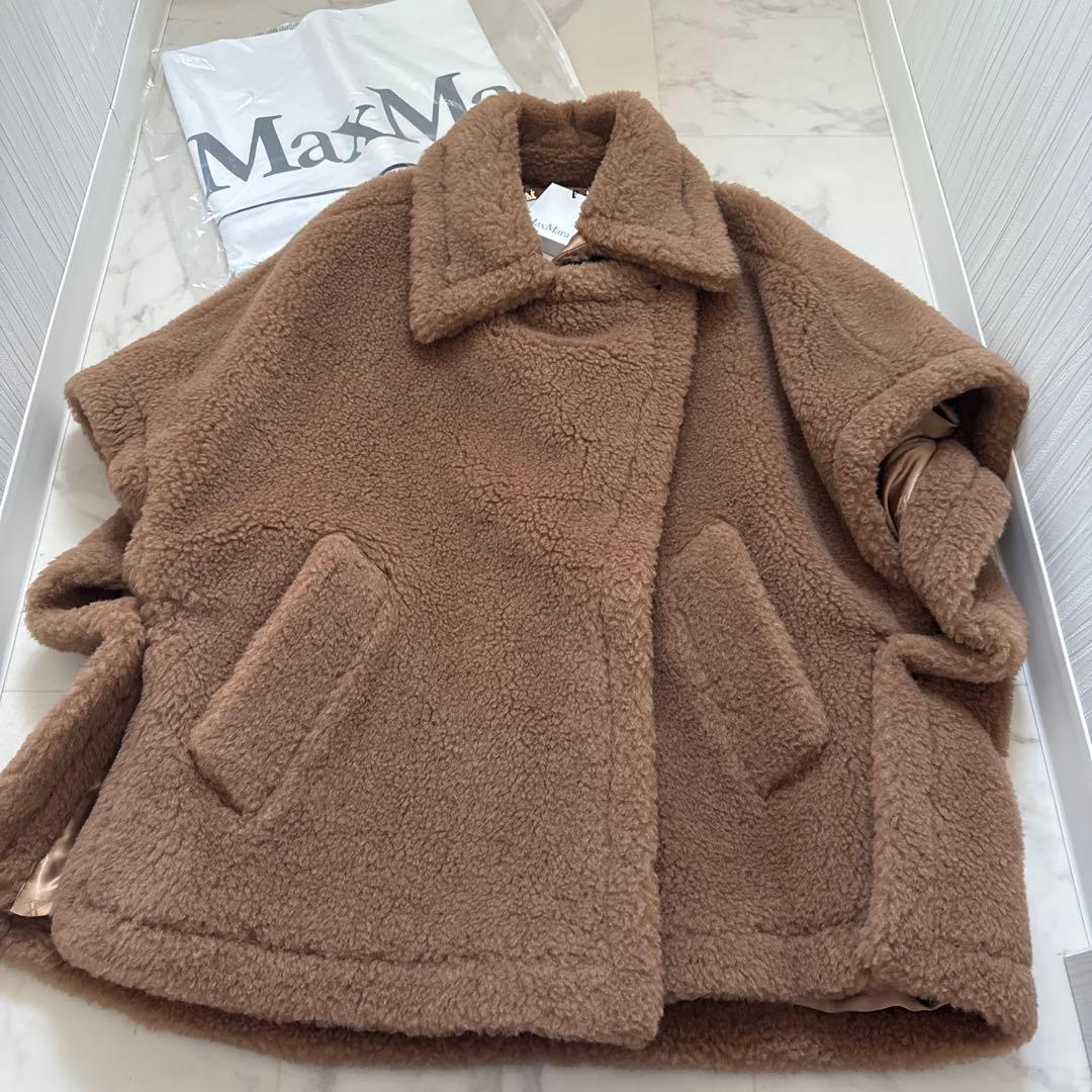 新品2024年　MaxMara テディベアコート　テディベアケープ Camel