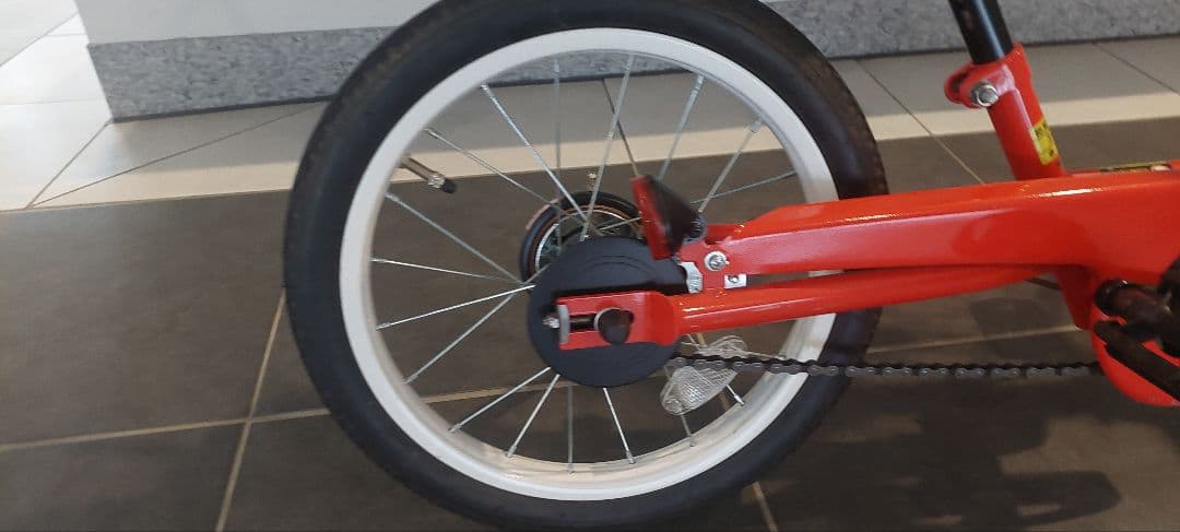 あひるさん様美品★ピープル子供用自転車 16インチレッド、ベージュバスケット付き
