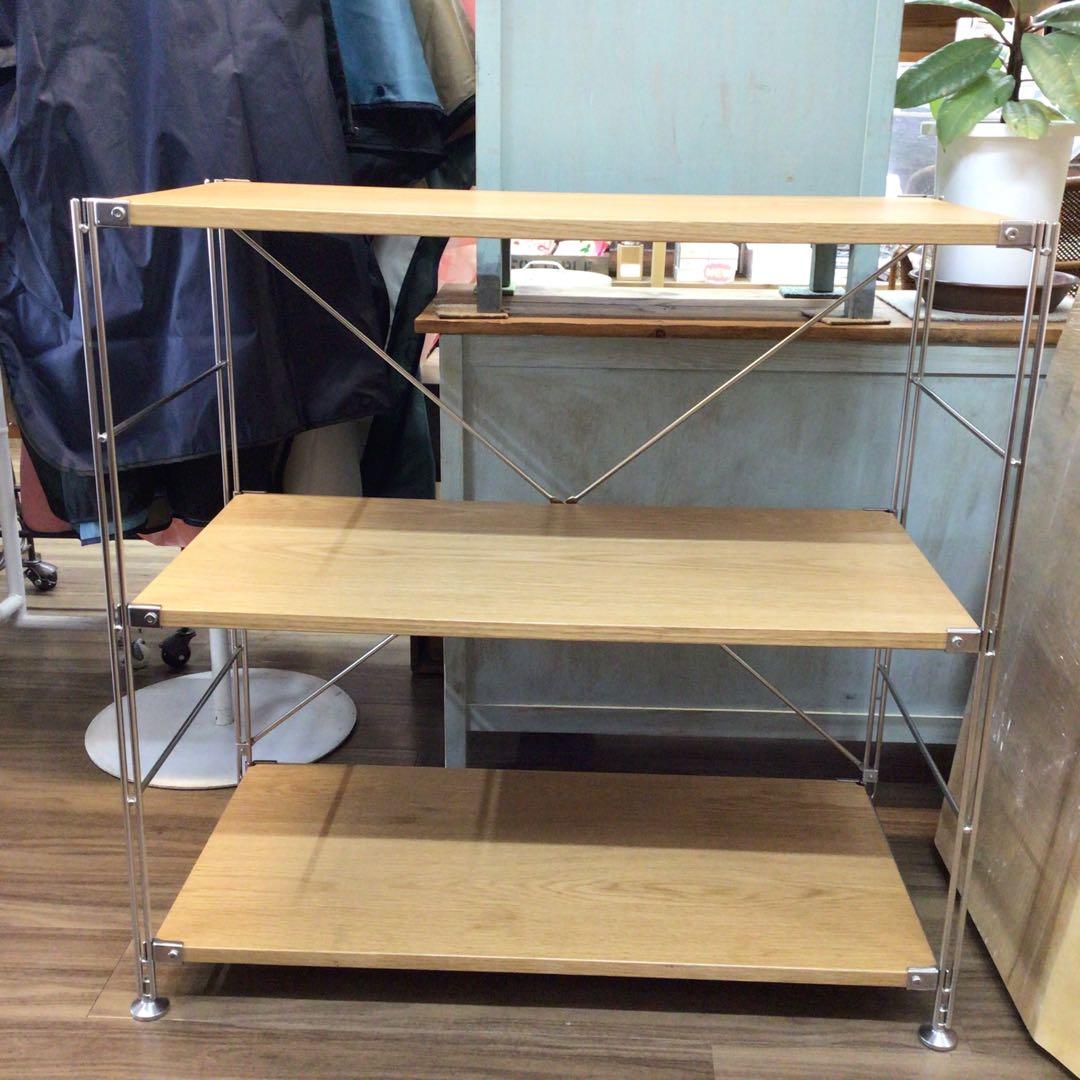 MUJI 無印良品 ステンレスユニットシェルフ ワイド小 3段 オーク材