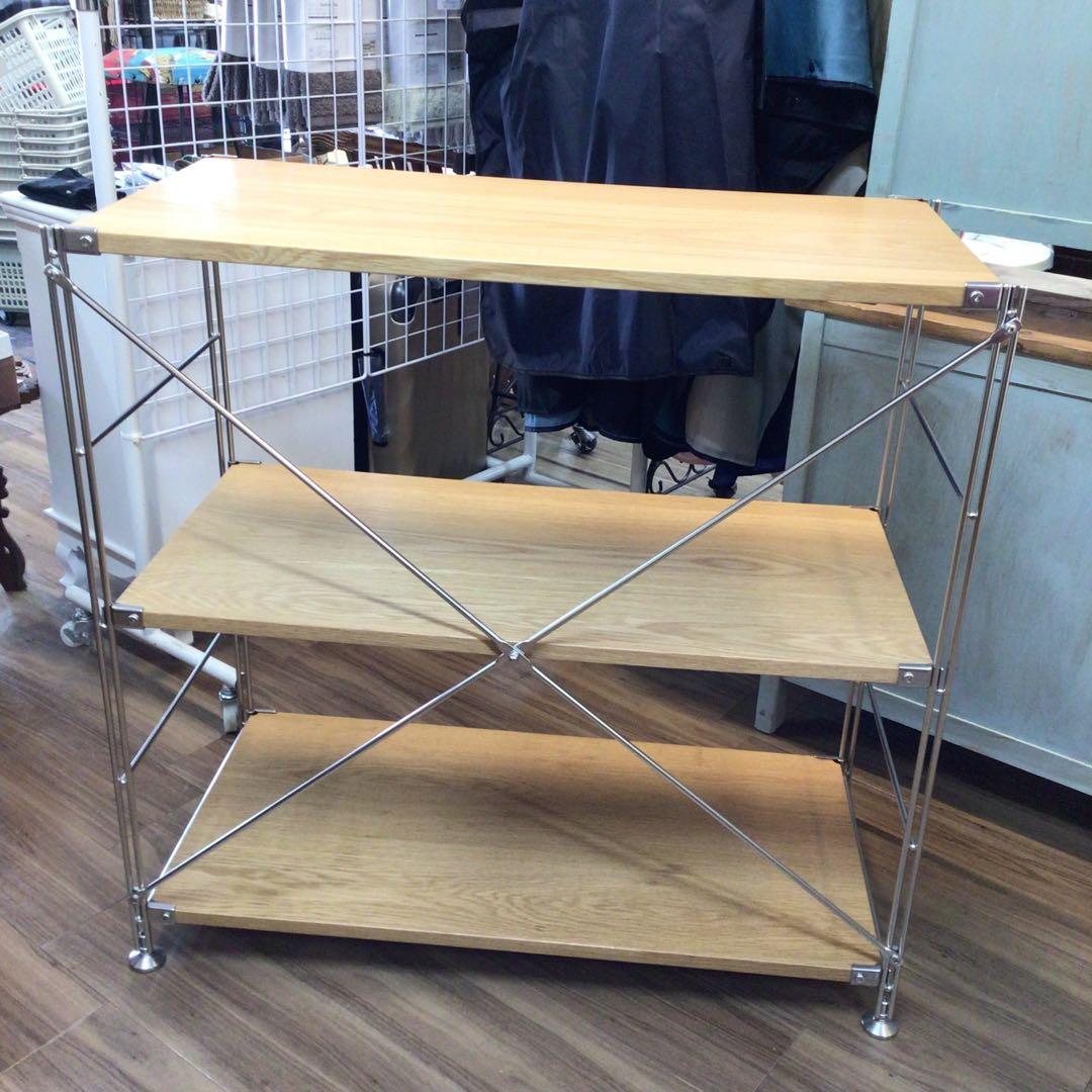 MUJI 無印良品 ステンレスユニットシェルフ ワイド小 3段 オーク材