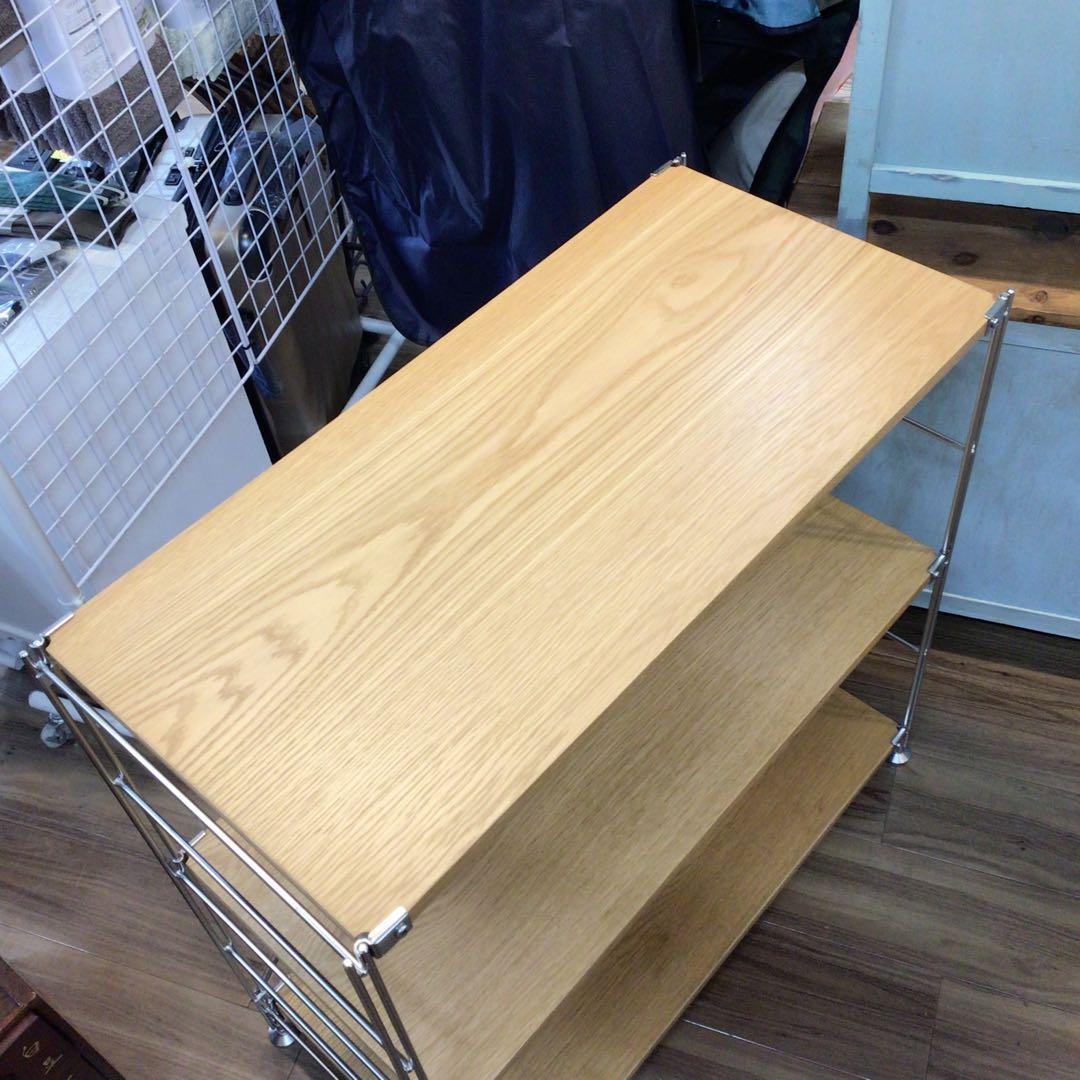 MUJI 無印良品 ステンレスユニットシェルフ ワイド小 3段 オーク材